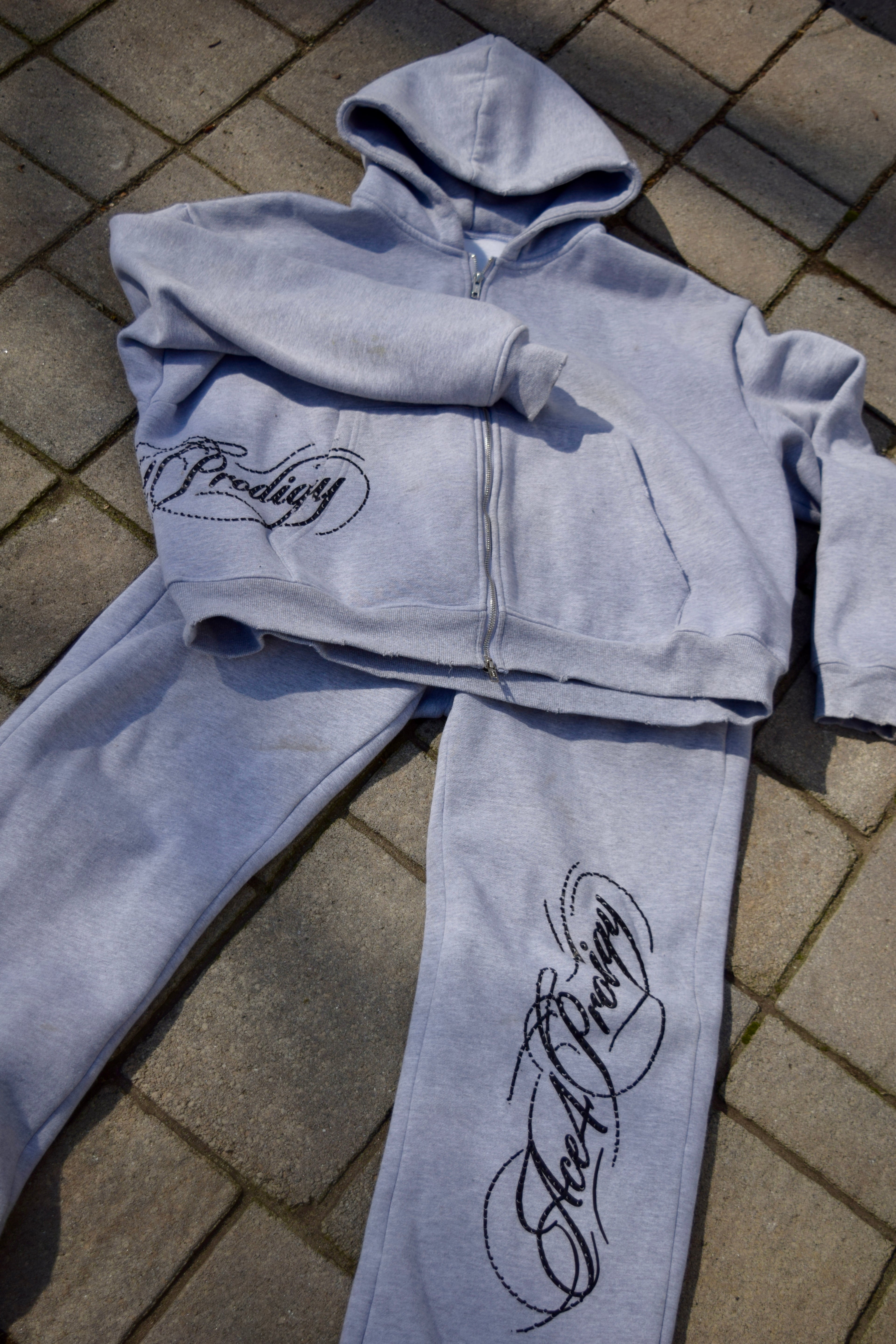 Gray script sweatsuit